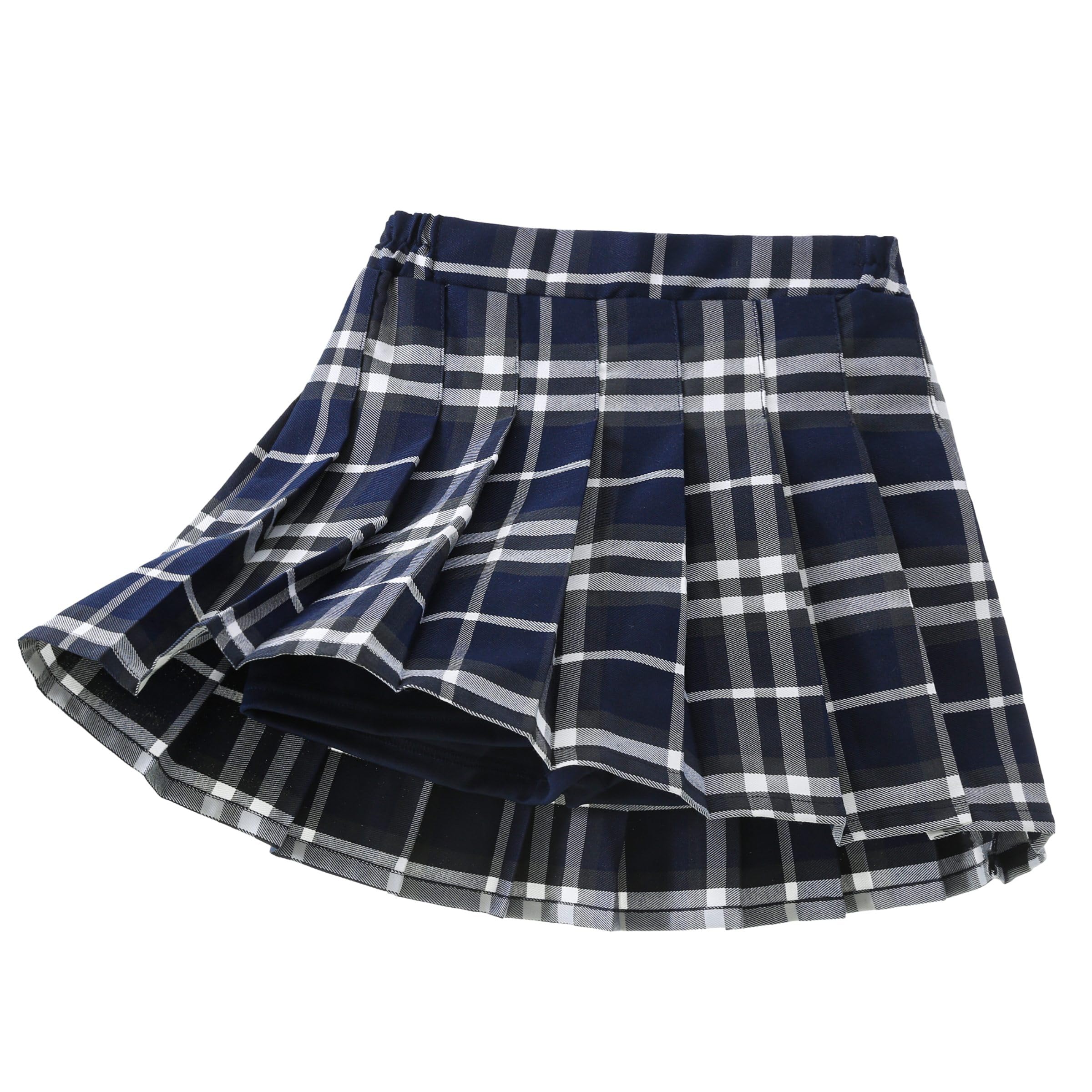 Yealoo Falda Corta Plisada para Niña Cintura Elástica Uniforme Falda con Interior Shorts