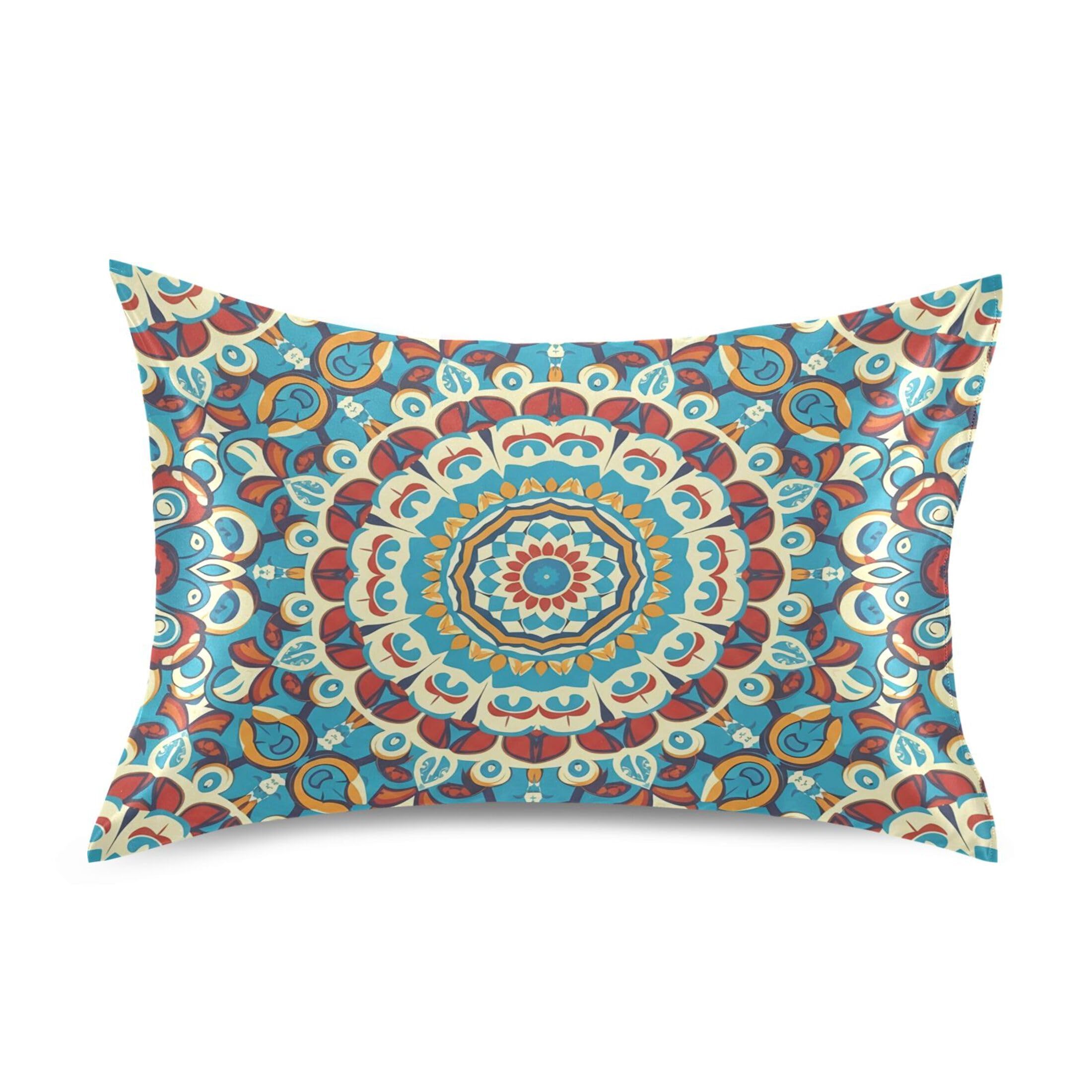 Fuauuyl Pillowcase Queen Size 20x30 in, Mandala Soft Breathable Satin Pillow Case for Hair and Skin with Envelope Closure Wrinkle-Free