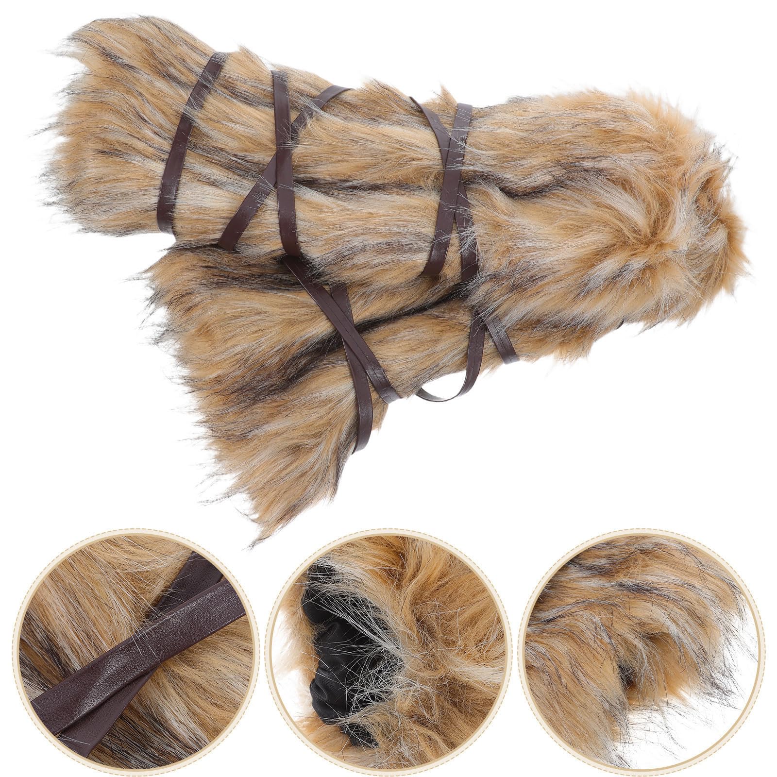 Healvian 2 Paia Scaldamuscoli Vichinghi in Pelliccia Sintetica con Cinturini Regolabili, Accessori Cosplay Medievali Unisex per Feste a Tema e Inverno
