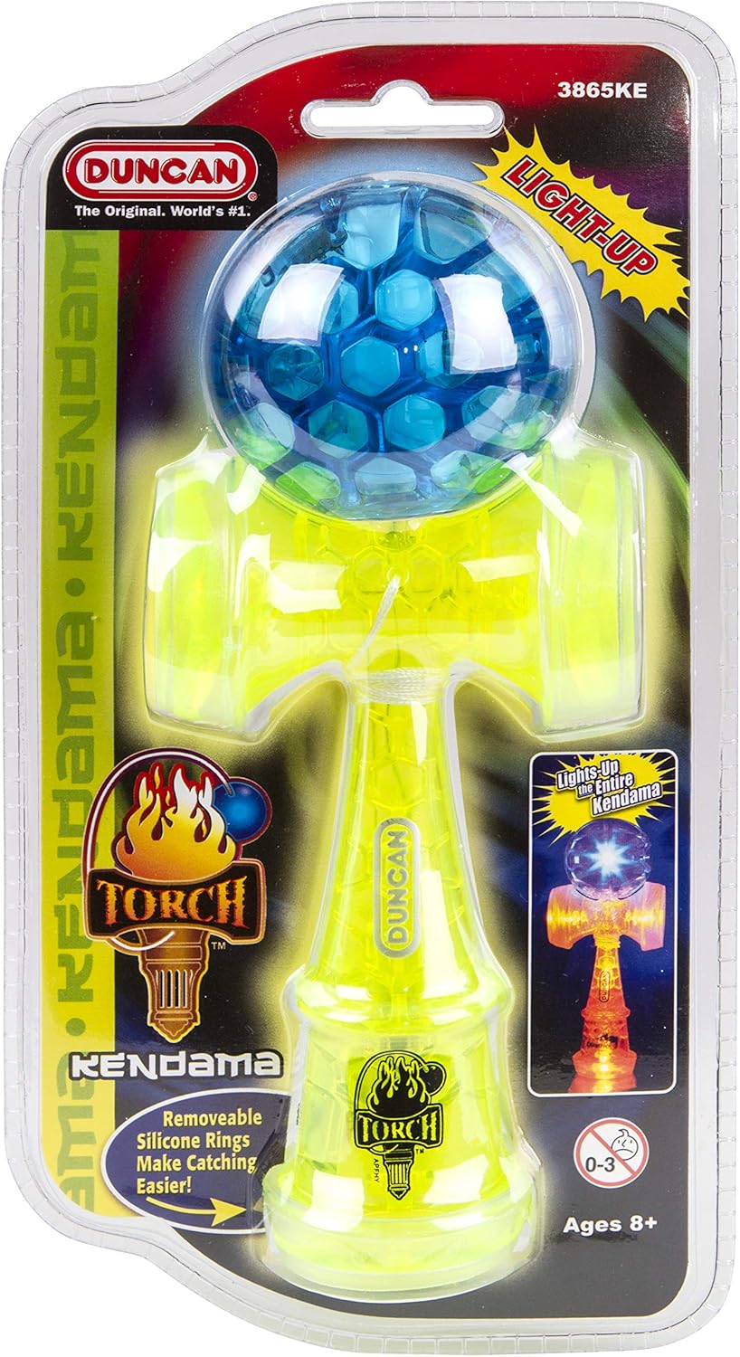 Duncan Toys Torch Light-Up Kendama Toy, Green and Blue