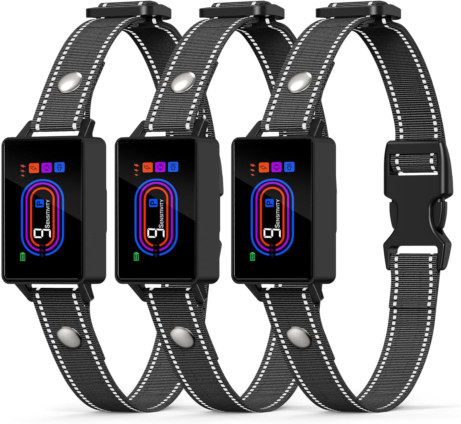 3 Pack Dog Bark Collar, 2025 Bark Collar for Large Medium Small Dogs 5-130 lbs - Smart Rechargeable Anti-Barking Training Collar with 10 Adjustable Sensitivity-Bark Collars with Beep Vibratio (3 Pack)