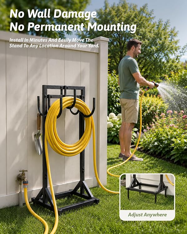 GENTINGBRO Garden Hose Holder with 6 hooks Hose Reel by GENTINGBRO - Used condition - Image 4