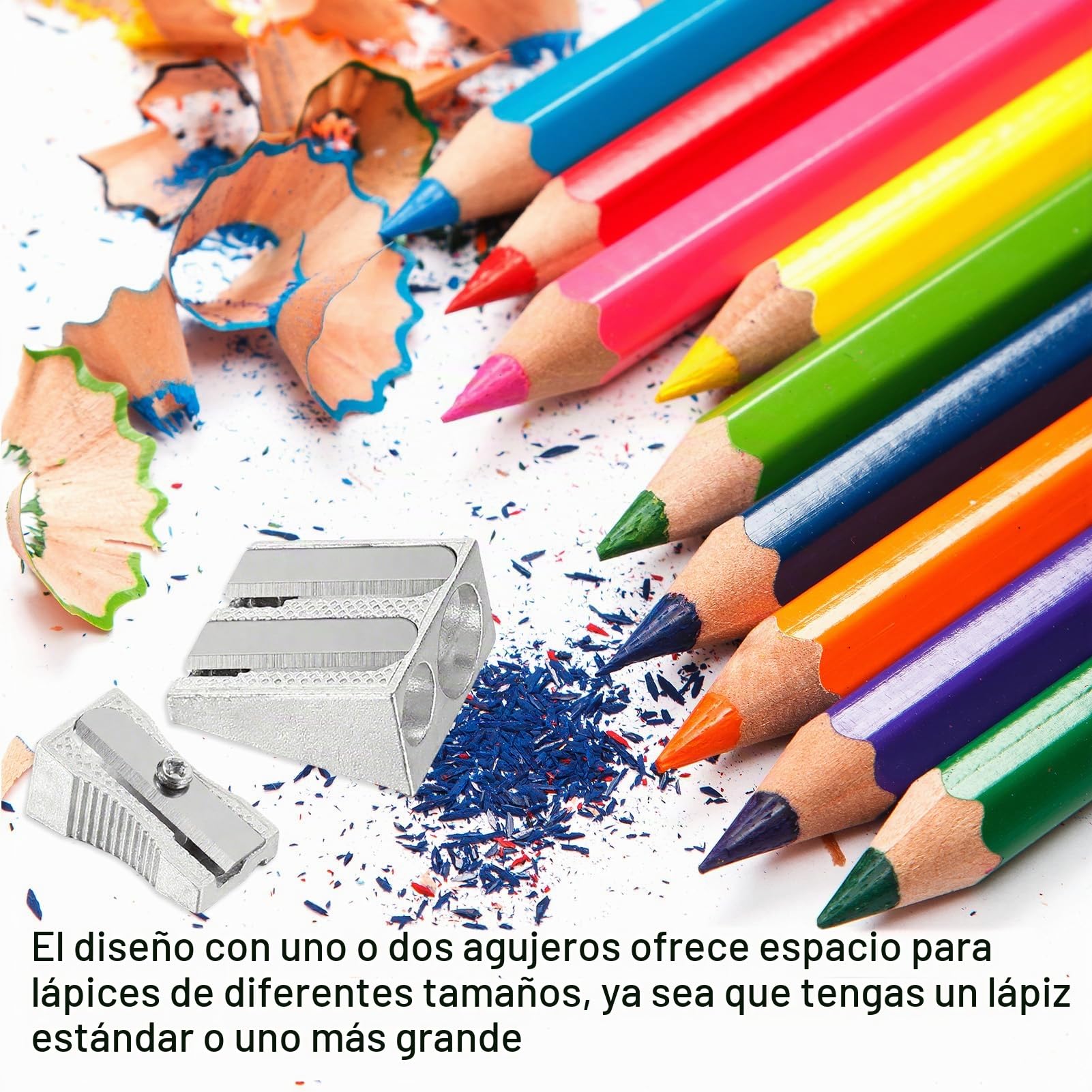 4 afiladores, 2 agujeros dobles y 2 individuales, sacapuntas de metal para la escuela, lápices de colores y grafito, ideal para el hogar, la escuela y la oficina