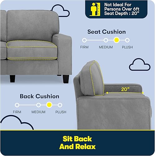 Miniatura 8 de Serta Palisades Sofás Tapizados para Sala, Sofá de Diseño Moderno, Tela, gris (Glacial Gray) gris (Glacial Gray),Beige,Marrón,Alforfón Beige,Marrón