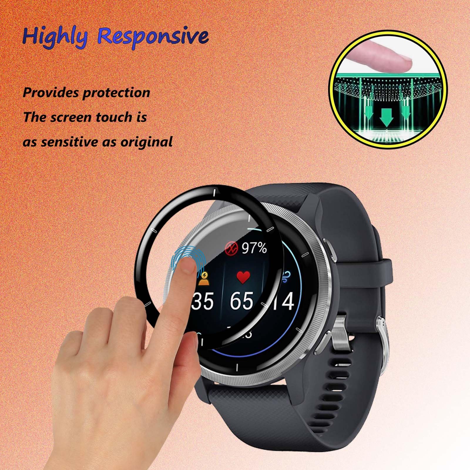 Pellicola Protettiva Compatibile con Garmin Venu 2 45mm, Anti-Graffio, HD TPU, 4 Pezzi