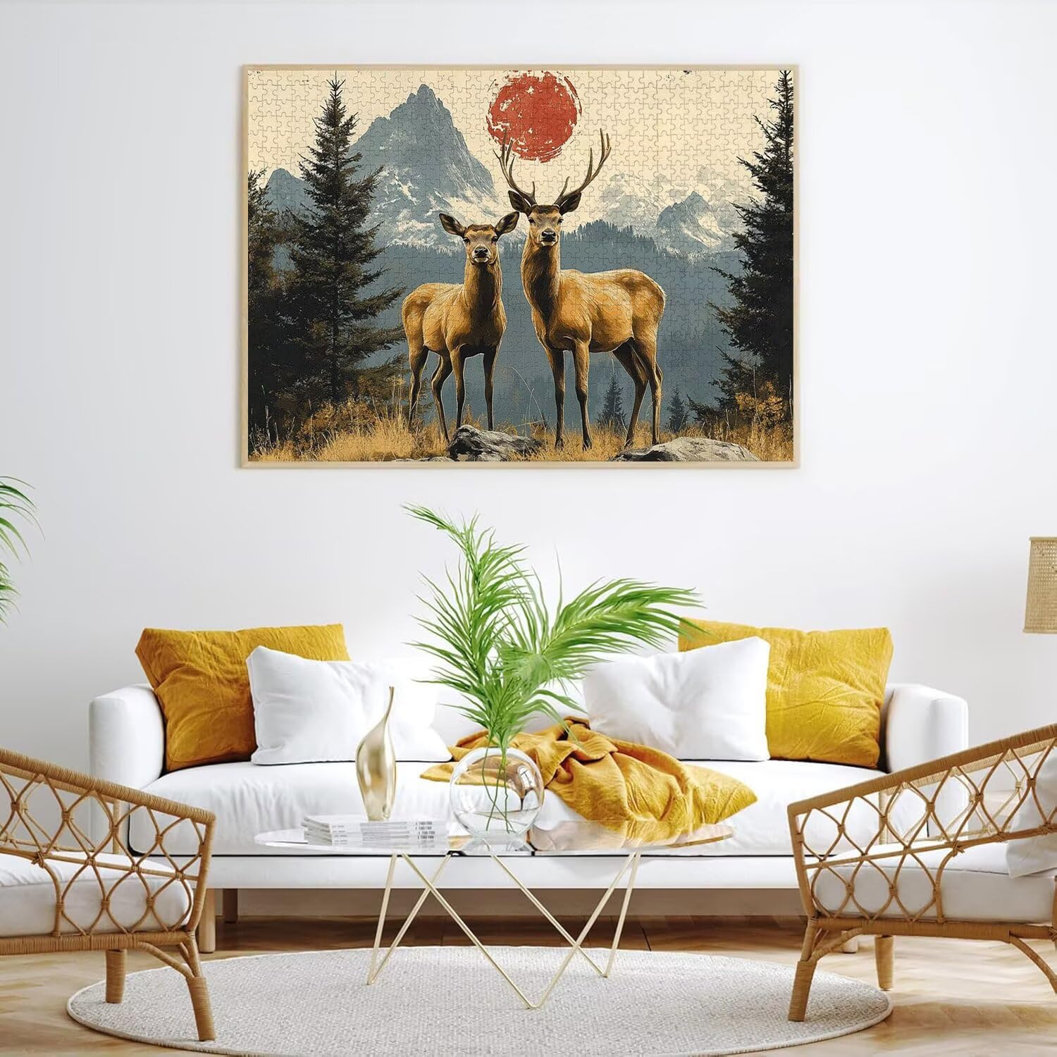 Puzzle 1314 Pieces Le cerf Puzzle Adulte 75x50cm, Montagne de Neige, n-421