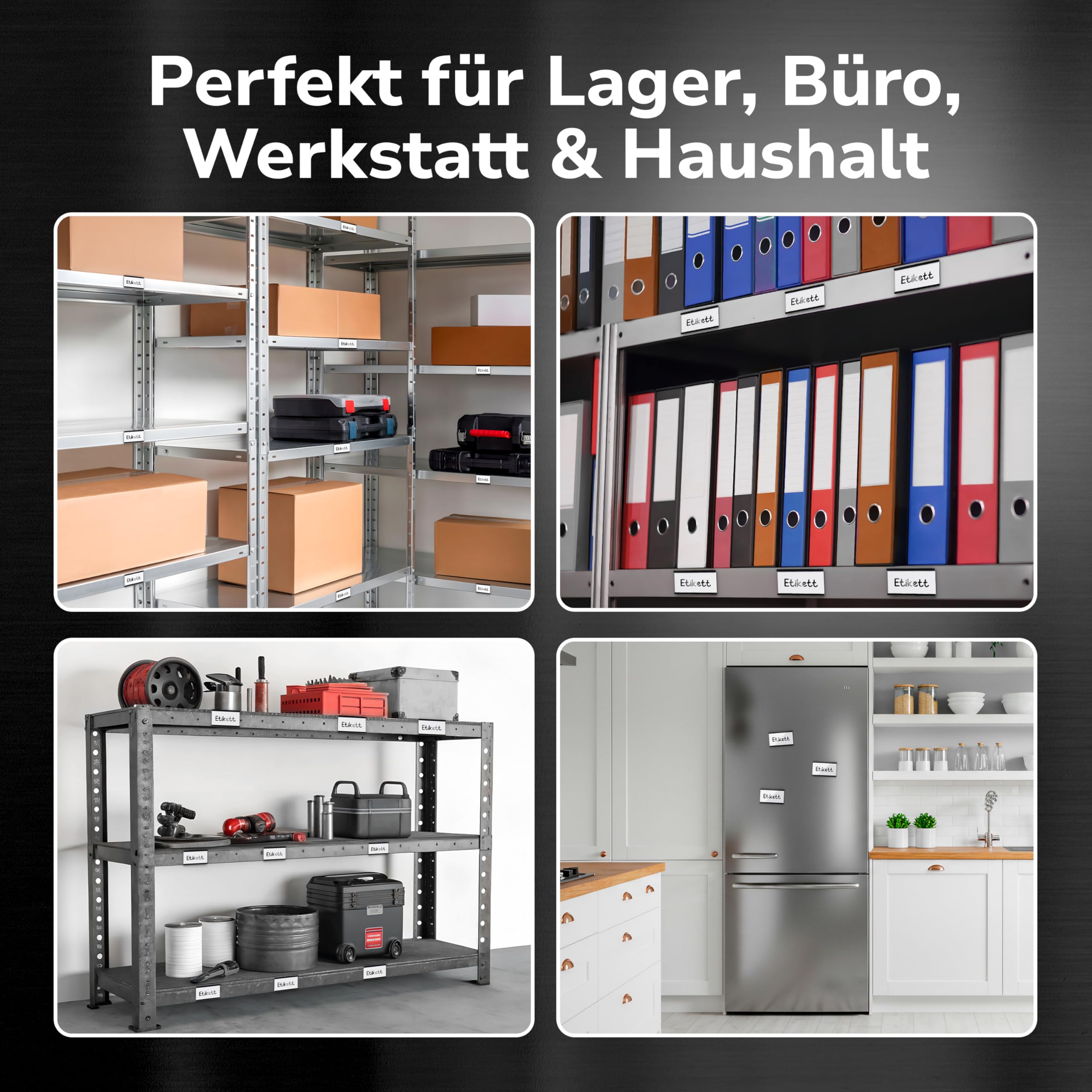 Magnetschilder zum Beschriften 40 x 100mm - 50 Stück - Magnetische Etikettenhalter C-Profil für Regale, mit Schutzfolie & Einlage hält auf allen metallischen Flächen – für Lager, Büro & Einzelhandel