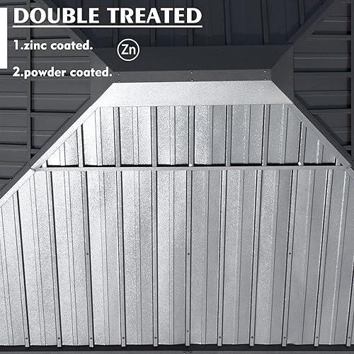 Miniatura 7 de Kozyard Alexander - Cenador de metal de aluminio con techo rígido de 10 x 12 pies, con toldo de doble techo de acero galvanizado, cortina y red,