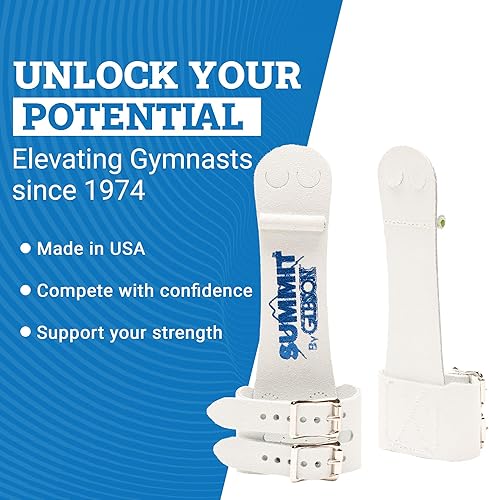 Miniatura 8 de Gibson Summit - Agarres de gimnasia para mujer, agarre de cuero duradero con correas de doble hebilla para un agarre seguro, empuñaduras de mano