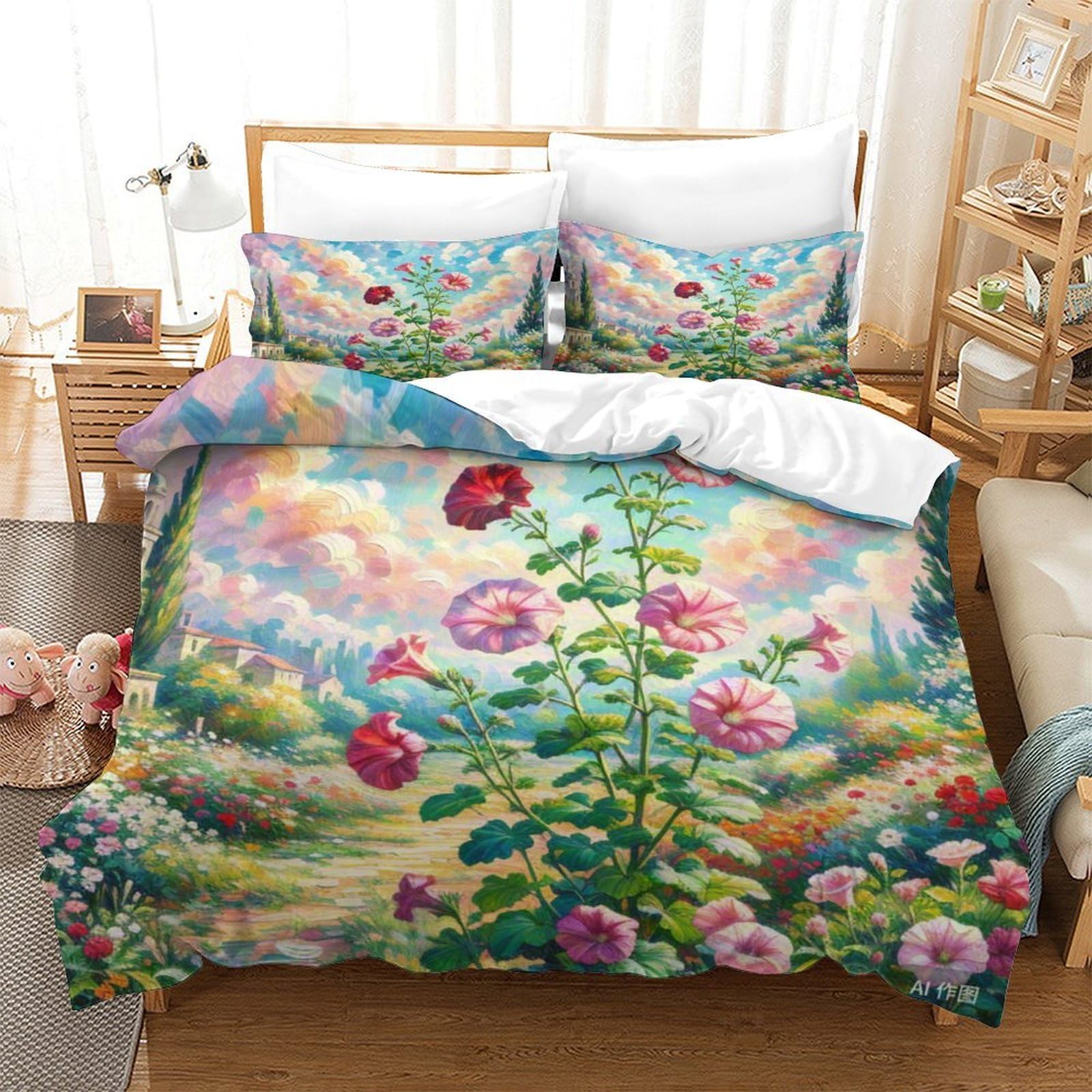 Housse de couette pétunia 3D pour la chambre des enfants et adolescents en grand lit