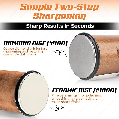 Miniatura 3 de Kit de afilador de cuchillos rodantes, discos de afilado de diamante y cerámica, sistema magnético de 4 ángulos con bolsa de almacenamiento con