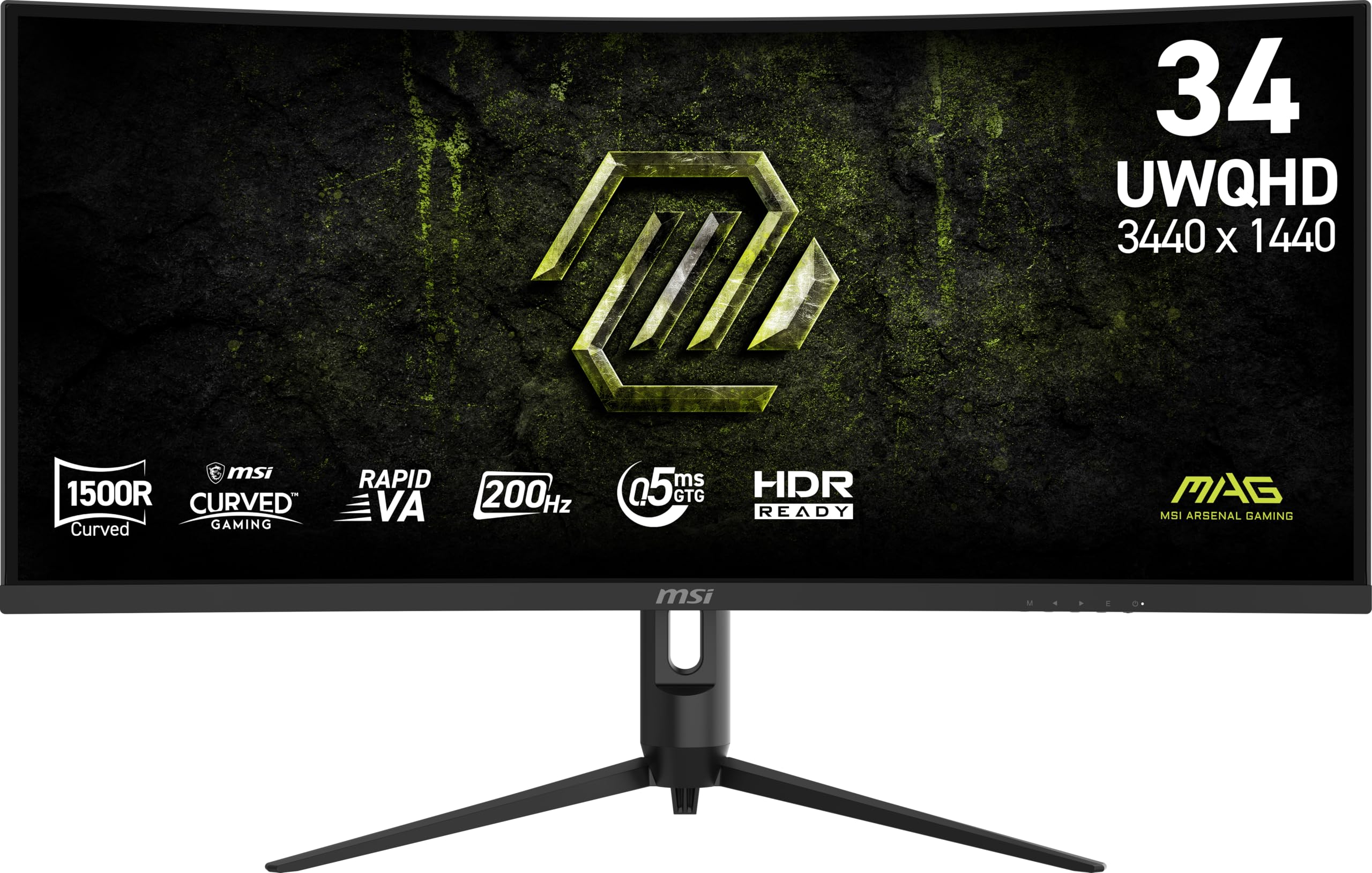 MSI MAG 342CQRF E20 34 pulgadas UWQHD (1500R) Monitor para juegos, 3440 x 1440 Rapid VA, 200Hz, 0.5ms