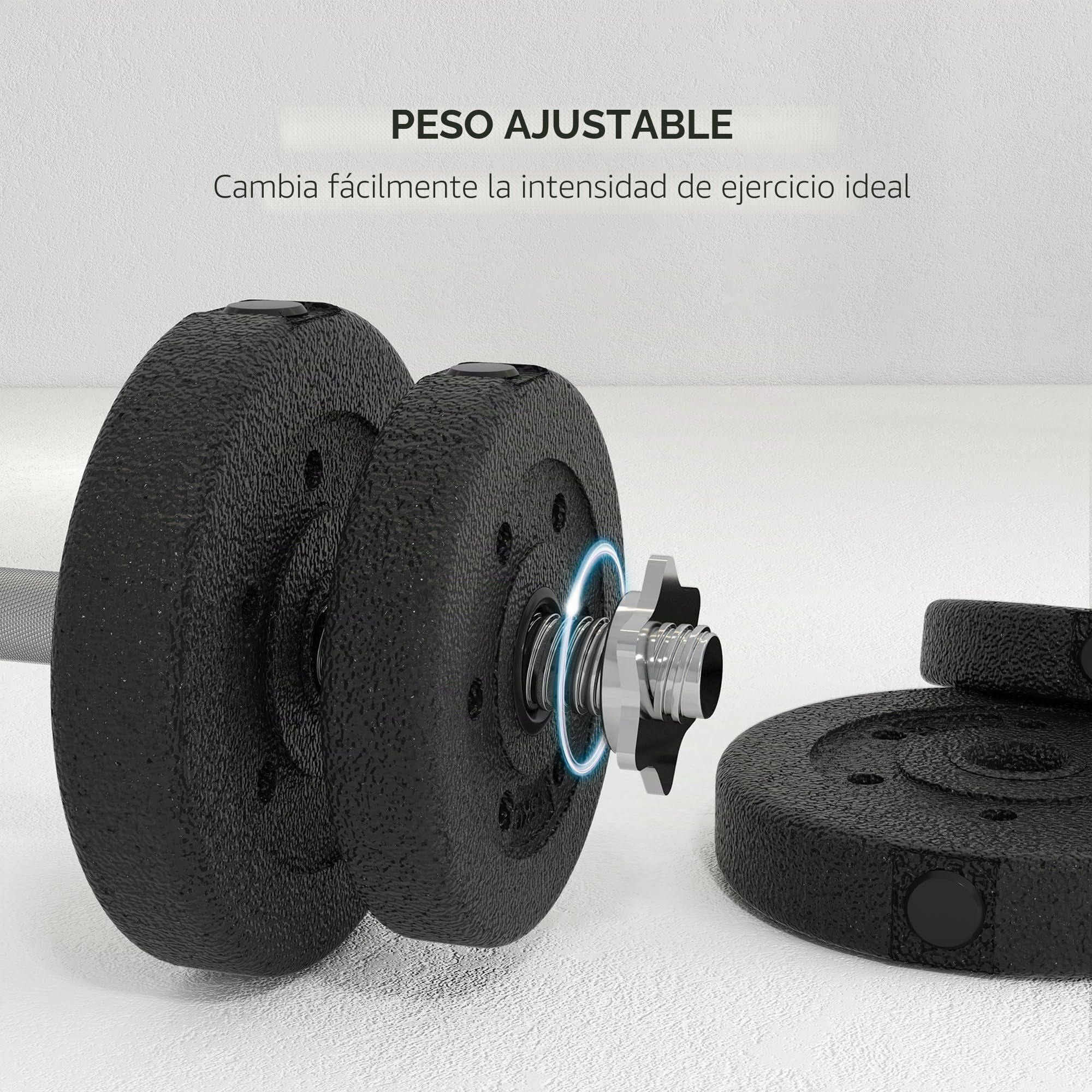 HOMCOM Juego de mancuernas ajustables de 30 kg, pesas de mano para el hogar, oficina, gimnasio, entrenamiento de levantamiento de fitness, color negro