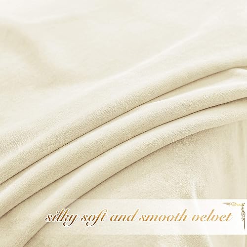 Miniatura 6 de NICETOWN Cortinas de terciopelo blanco marfil de 90 pulgadas de largo para dormitorio, sala de estar, cortinas de terciopelo para oscurecer la