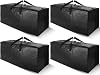 Cosy Family 4 Pack Heavy Duty Extra Large Moving Bags with Backpack Straps - Strong Handles & Zippers, Storage Totes For Space Saving, Fold Flat, Alternative to Moving Box Set of 4, Black