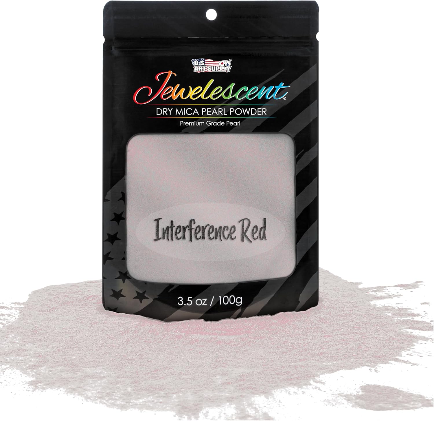 U.S. Art Supply Jewelescent Mica Pearl Pigment Powder, Interference Red 3.5 oz (100g) Pouch - Cosmetic Grade, Epoxy Resin Color Pigment, Mica Powder for Resin, Soap, Slime, Candle Dye, Art, Crafts
