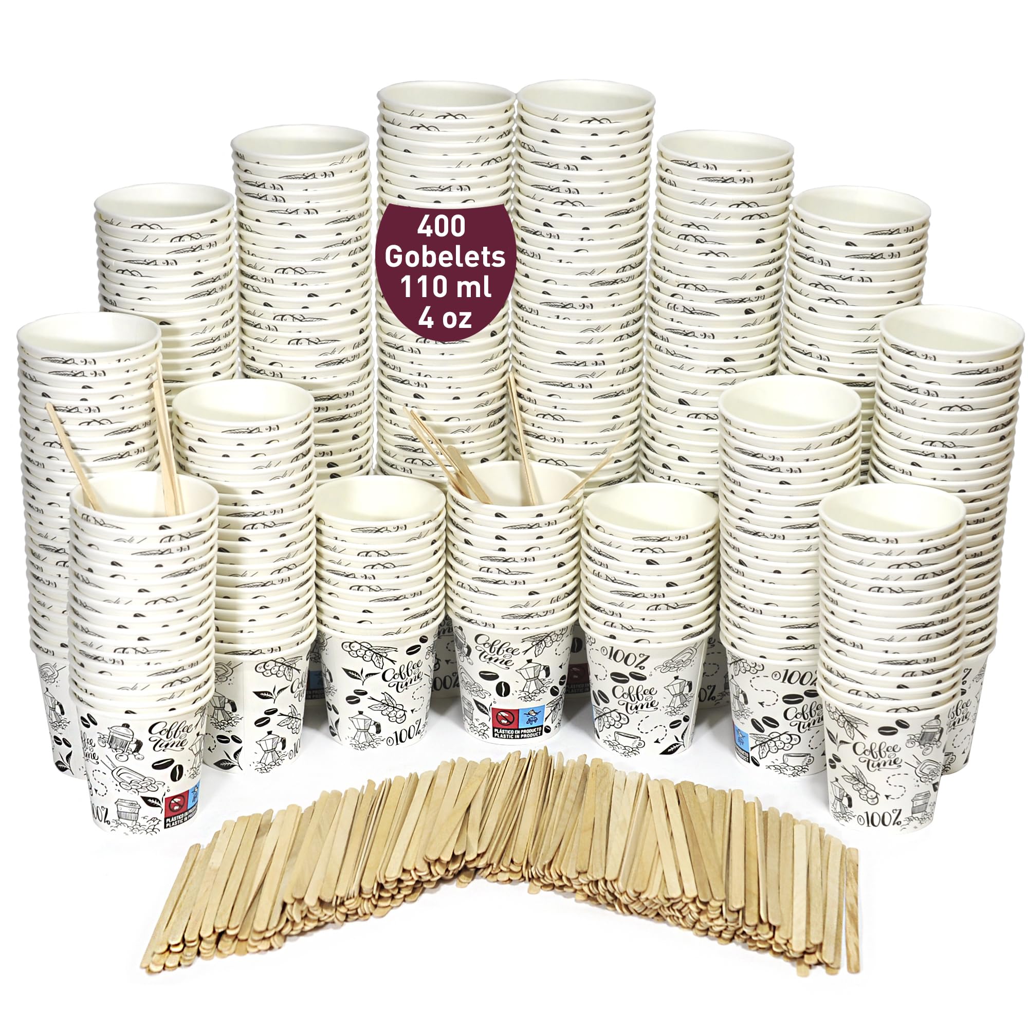 Gobelets café jetables pour réunion et fête familiale avec agitateur