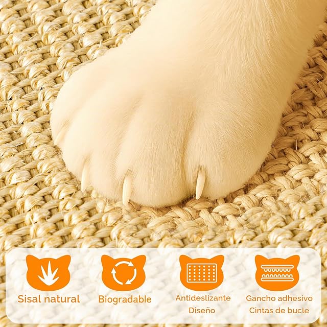 Foto 3 de 7 de Juego de 3 Alfombras Rascador para Gatos, Sisal Rascadores de Gatos (60x30cm + 50x25cm + 40x20cm)