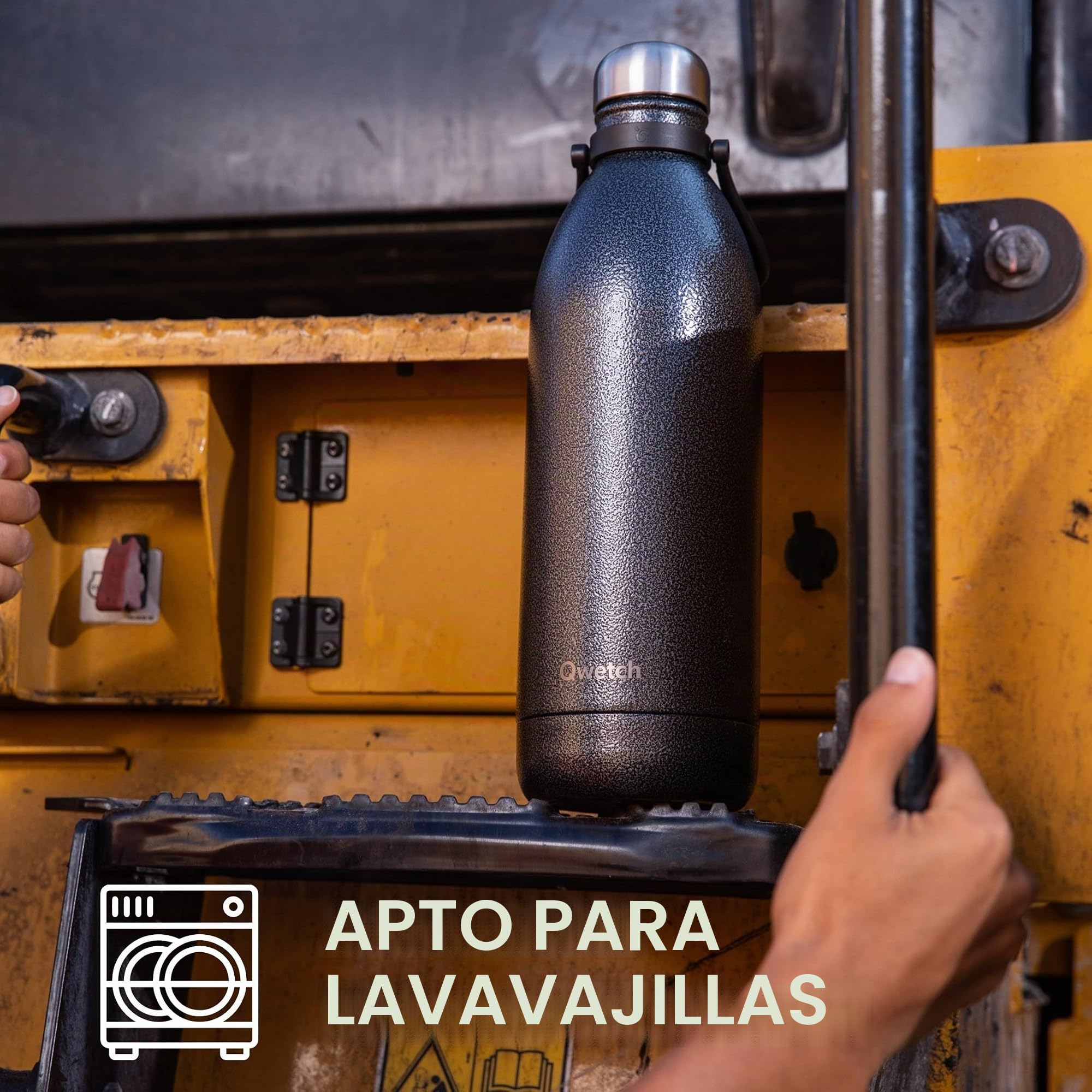 Qwetch - Botella isotérmica TITAN ROC 2L Blue Navy – Ultra resistente con revestimiento antiarañazos – 48 h frío/16 h caliente – Resistente al agua, lavable en lavavajillas – Botella de acero
