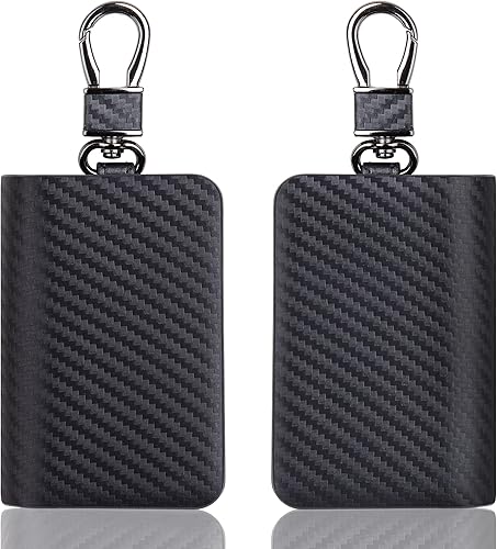 Miniatura 2 de VISOUL Funda de cuero para llaves de coche con doble cremallera, funda de cuero para llavero inteligente con llavero para hombres y mujeres, Negro