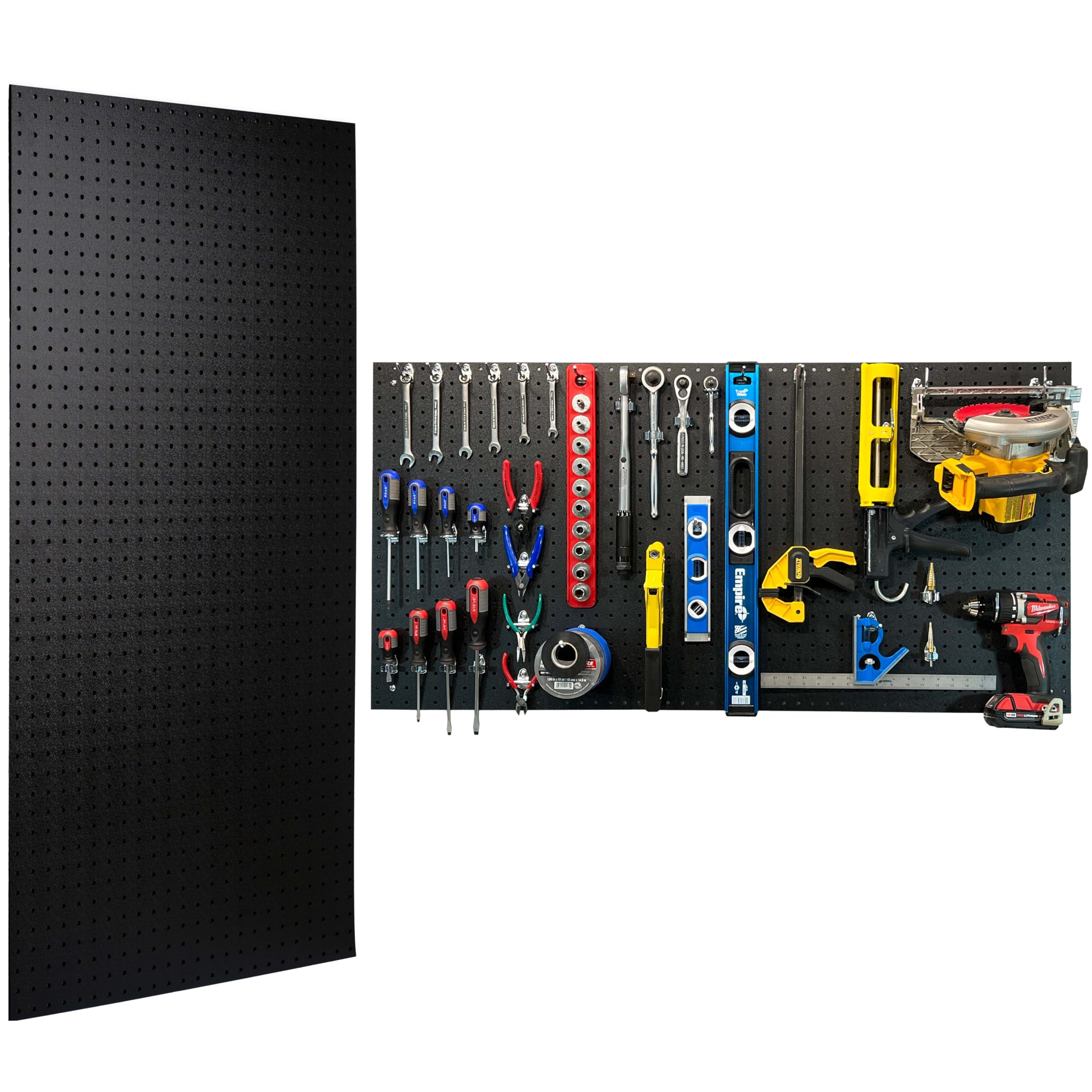 Triton Products Heavy Duty Pegboards - Set of 2 Duraboard Wall Panels for Home, Office, Garage, Storage and Organization, 24" x 48" x 1/4" (Black)-image-26