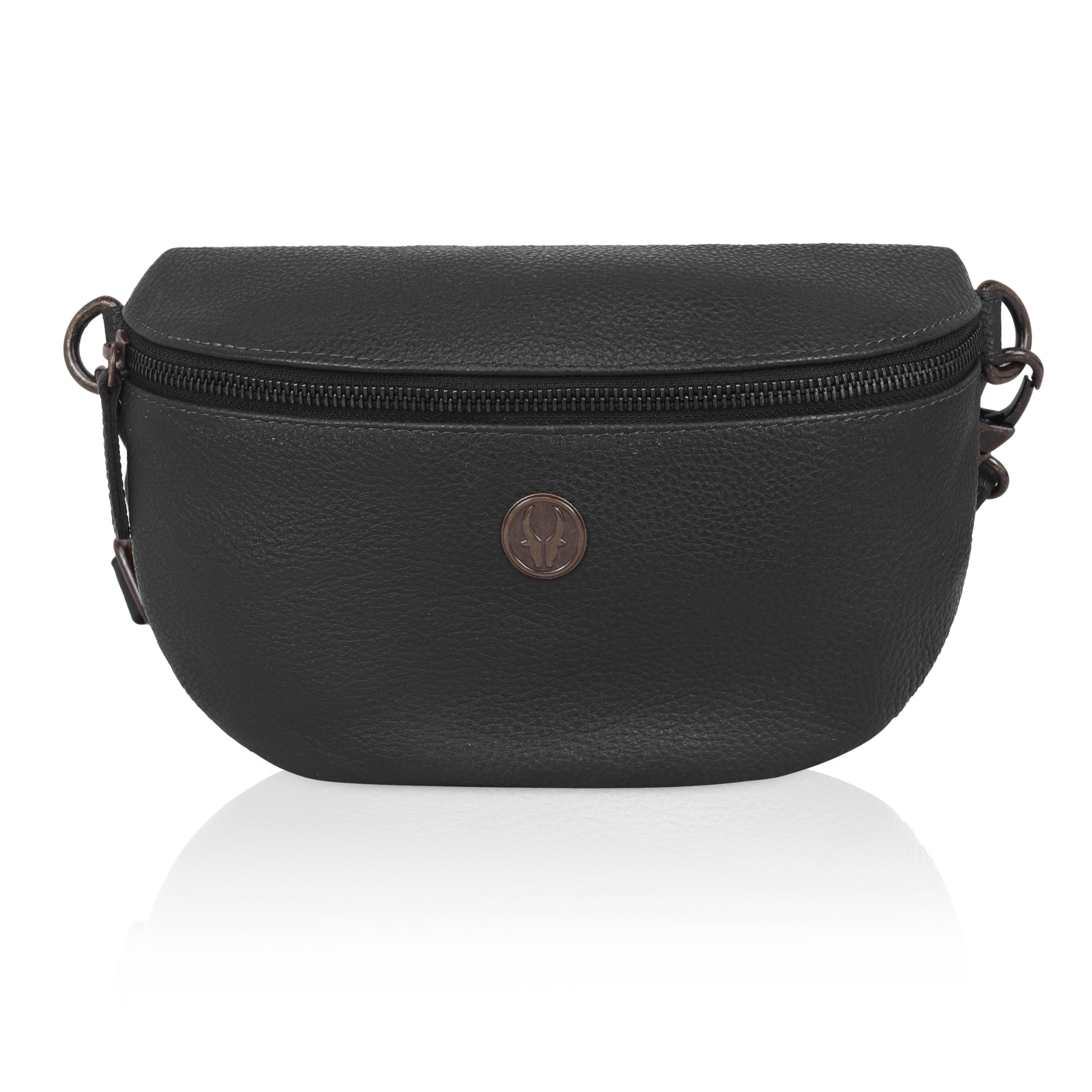 wildhorn Fanny Pack Waist Bag Multifunction Genuine Leather Bag Travel Pouch for Men and Women- Multiple Pockets & Sturdy Zippers Ideal for Hiking Running and Cycling (Black)-picture-28
