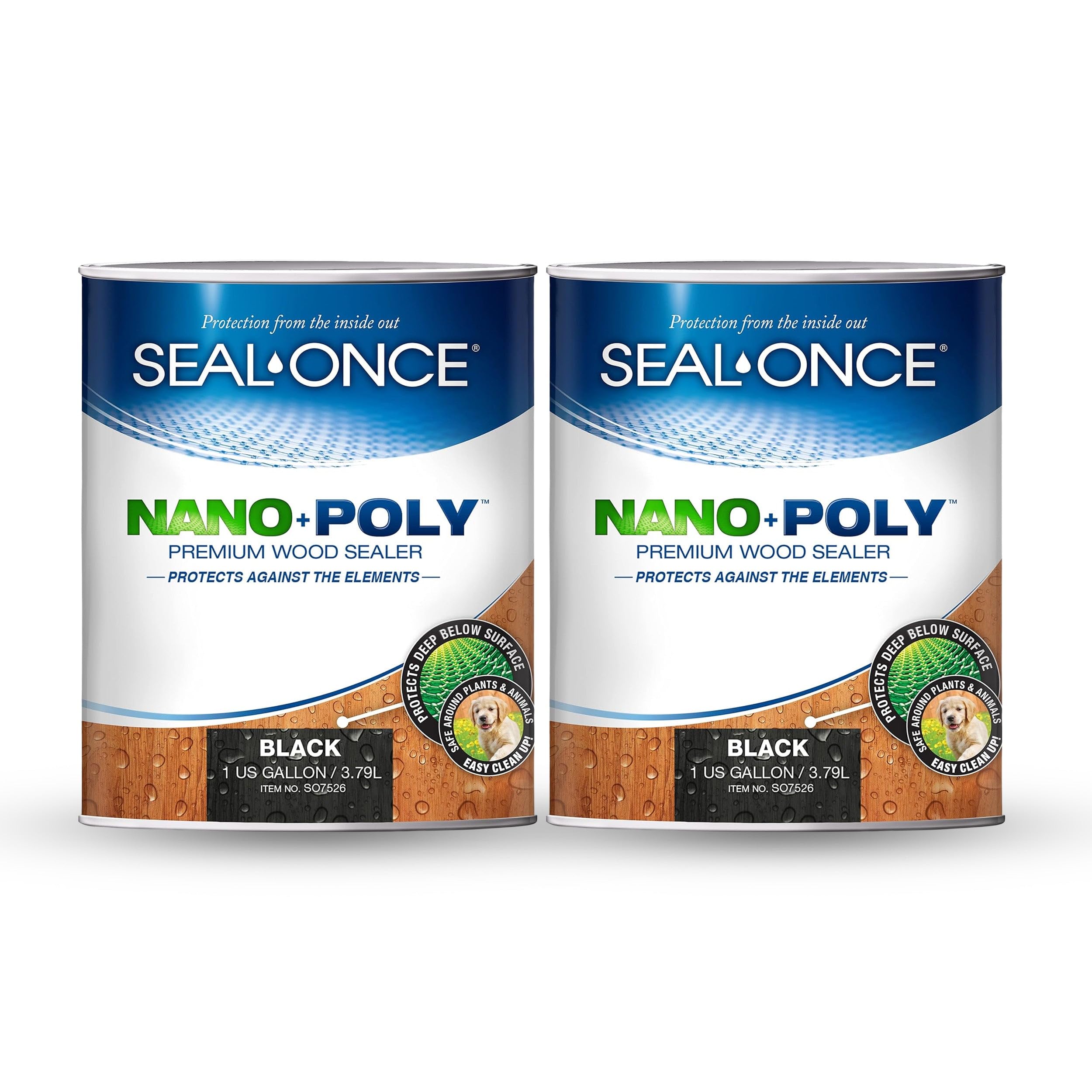 Seal-Once Nano+Poly Penetrating Wood Sealer, 2 Gallon, Black