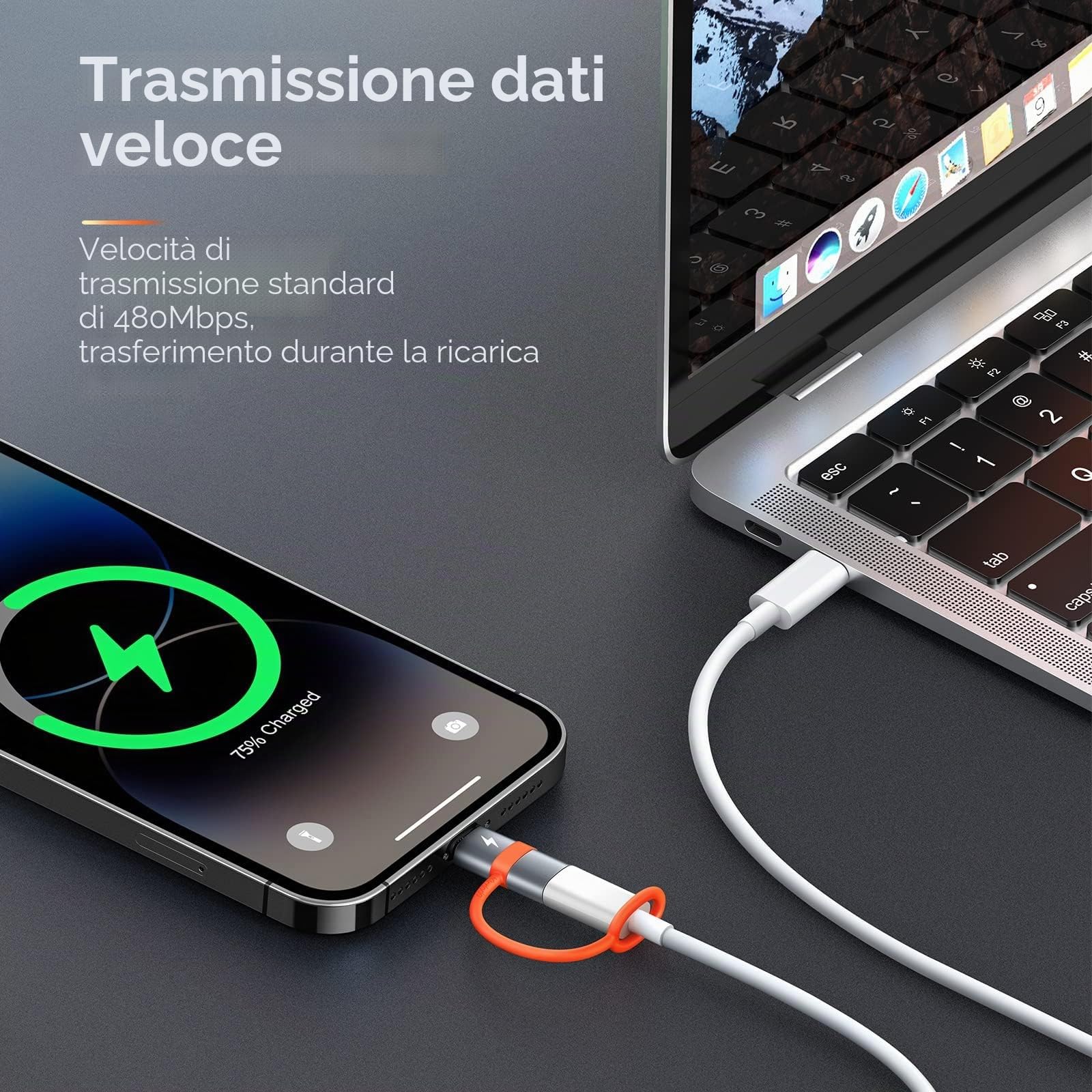 mcdodo Adattatore USB C a Lightning, adattatore Lightning USB C,PD 36W Supporto per ricarica rapida e sincronizzazione compatto per iPhone (1 pezzi)