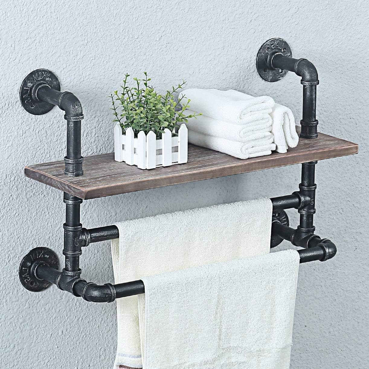 Weven Industrial Pipe Bathroom Shelves Wall Mounted with 2 Towel Bar,Metal Floating Shelves Towel Holder,Wall Shelf Over Toilet,24in Rustic Wall Decor Farmhouse Towel Rack Weven Industrial Pipe Bathroom Shelves Wall Mounted with 2 Towel Bar,Metal Floating Shelves Towel Holder,Wall Shelf Over Toilet,24in Rustic Wall Decor Farmhouse Towel Rack