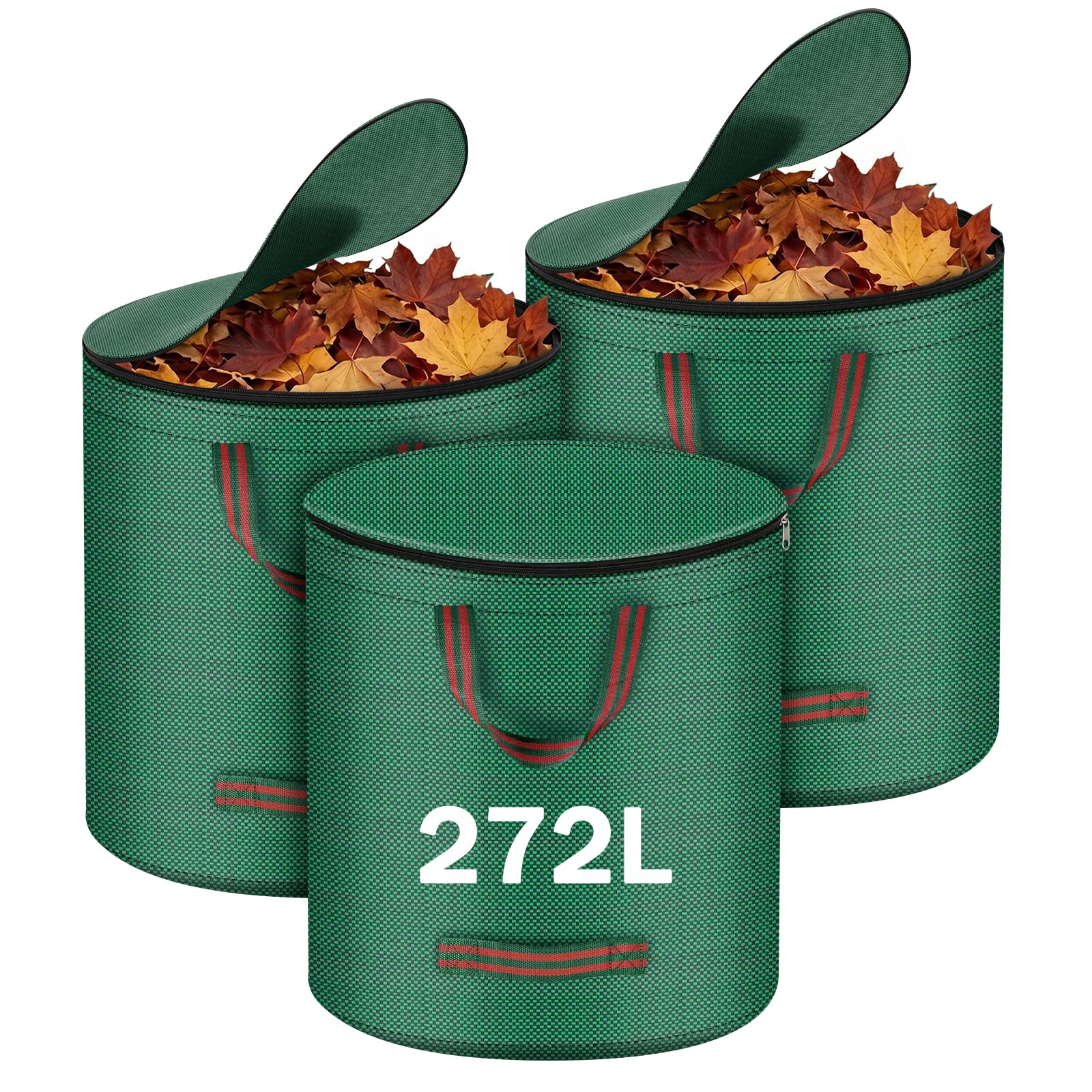 ANOMM 3 Pack 272 L Garden Waste Bags, Garden Sacks with Lid and Handles