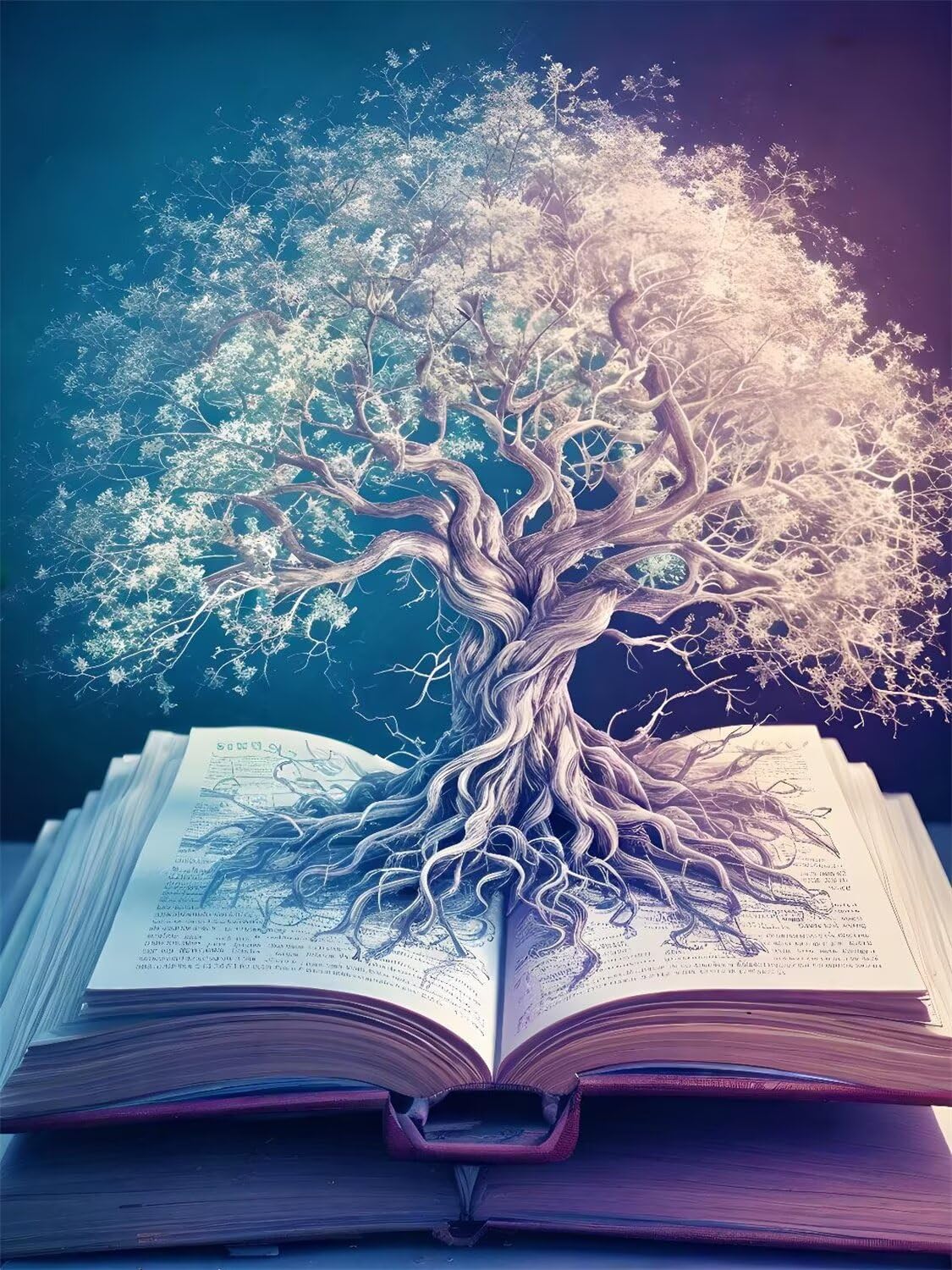 Diamond Painting Árbol de libros Pintura Diamante Adultos, Diamond Painting Niños, Cuadros de Diamantes Kit Manualidades Adultos, para Navidad Decoración de La Pared Del Hogar Regalos 70x100cm t-3947