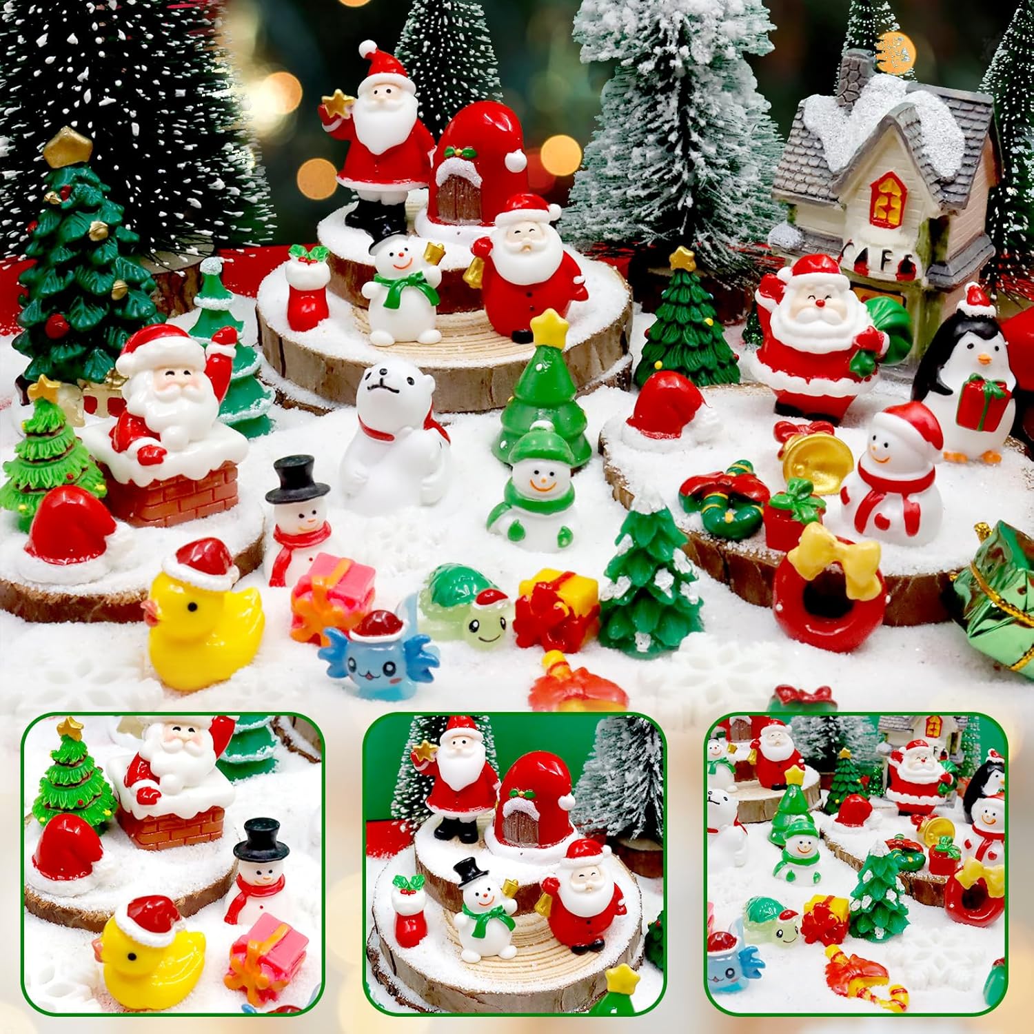 Bbiamsleep 40 Pcs Mini Resin Christmas Figures Miniature Christmas Figurines Xmas Miniature Ornaments Snow Globe Figurines for Fairy Garden Xmas Snow Globes Village Decor - Image 3
