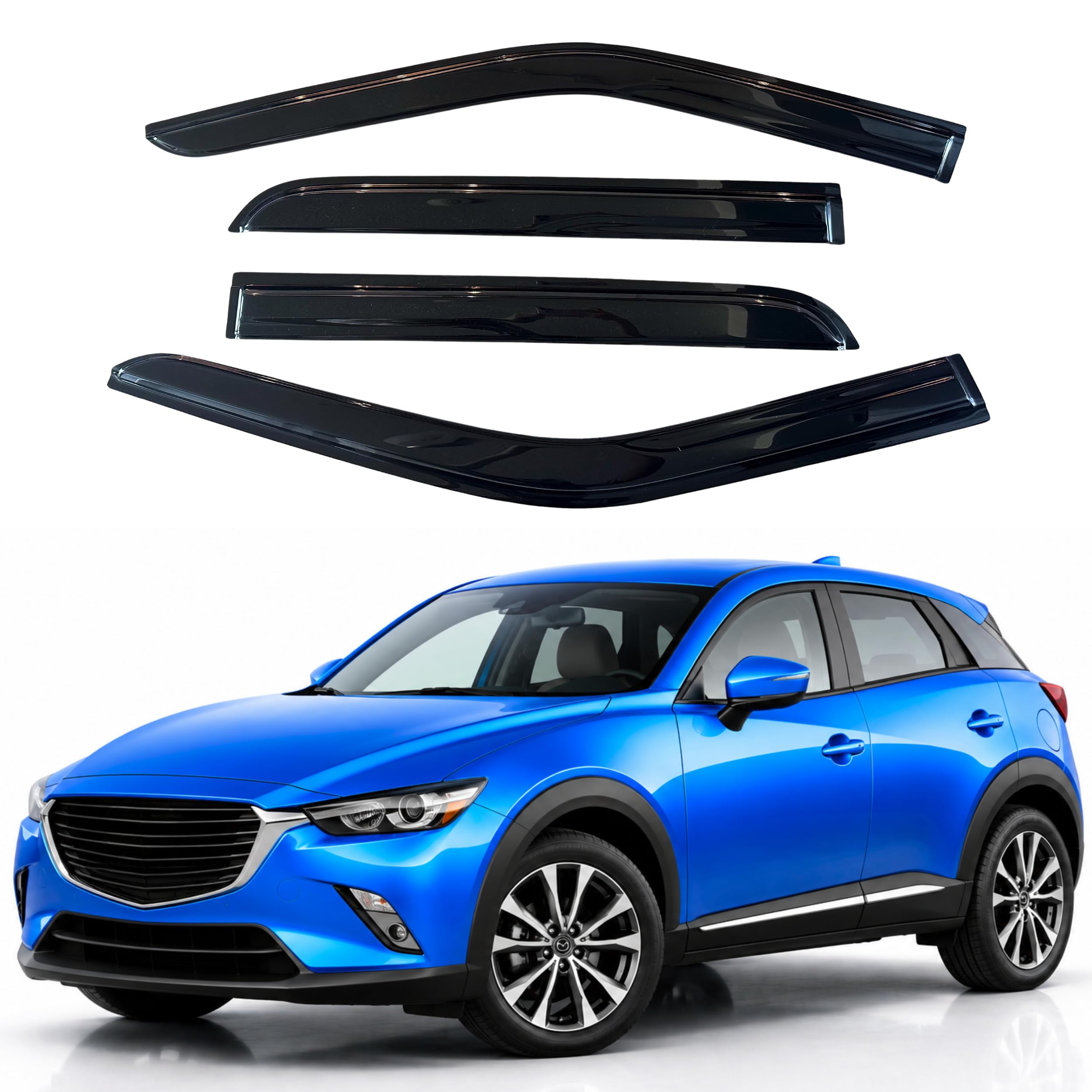 IG Window Visors Fit for 2016-2021 Mazda CX-3, Out-Channel Rain Guards Vent Wind Deflectors 4PC, Car Accessories for 16-21 Mazda CX3