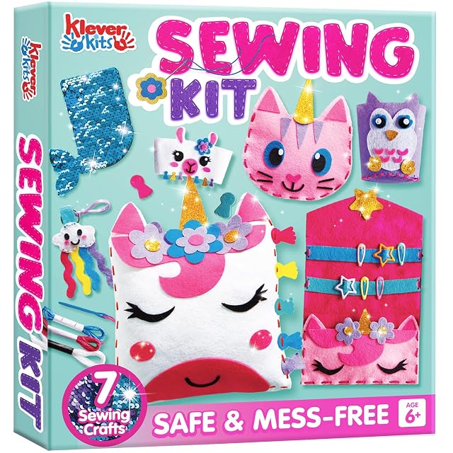 Klever Kits 7 proyectos de costura: Mi primer kit de costura de fieltro: manualidades sencillas con animales