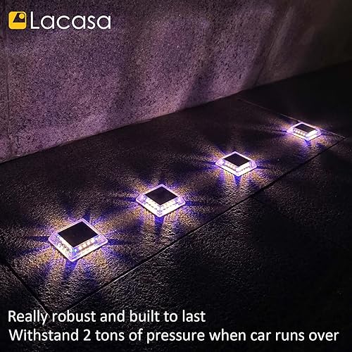Miniatura 7 de Lacasa Luces solares para cubierta, paquete de 4 luces LED de 30 lúmenes, luces de paso alimentadas por energía solar para exteriores, IP68,
