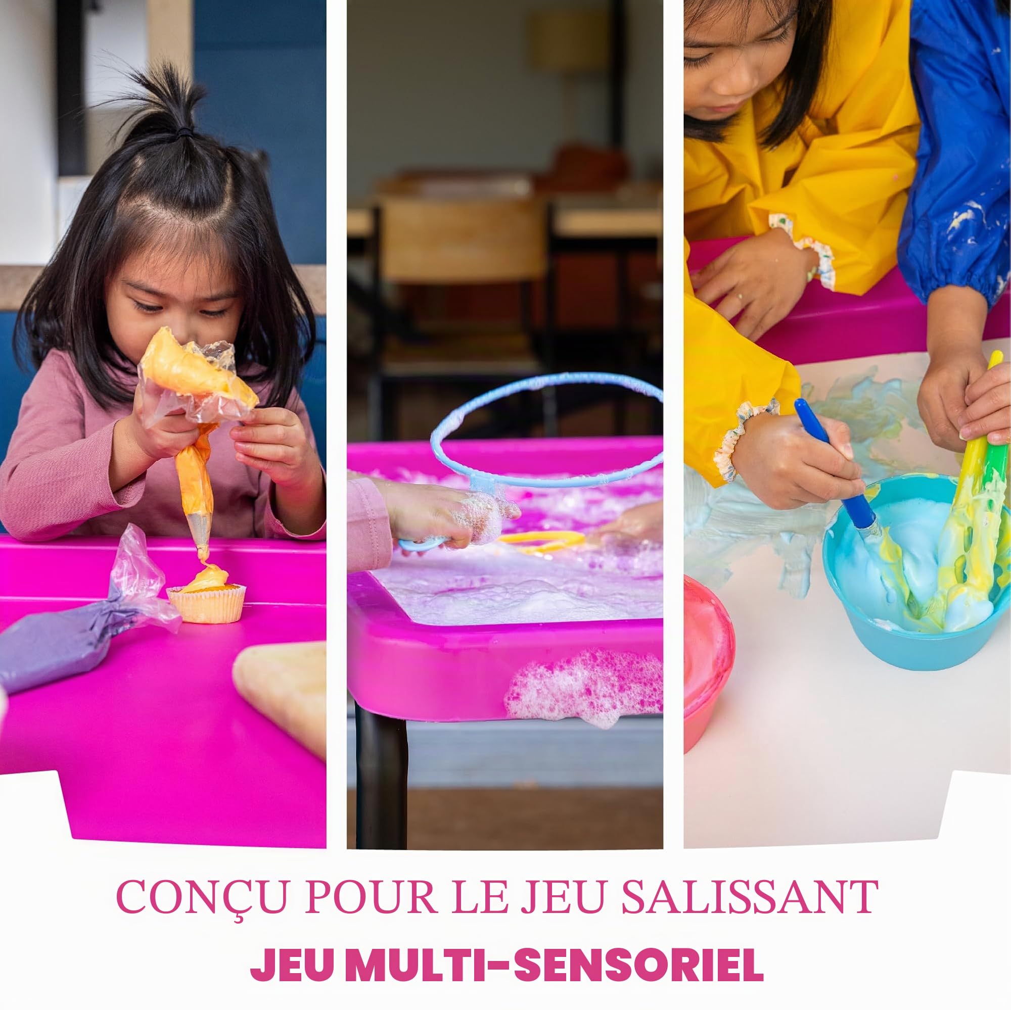 Play Tray Table d'activités sensorielles pour Enfants, Table de Jeu désordonnée, Table de Jeu pour Eau et Sable, Utilisation en extérieur et en intérieur