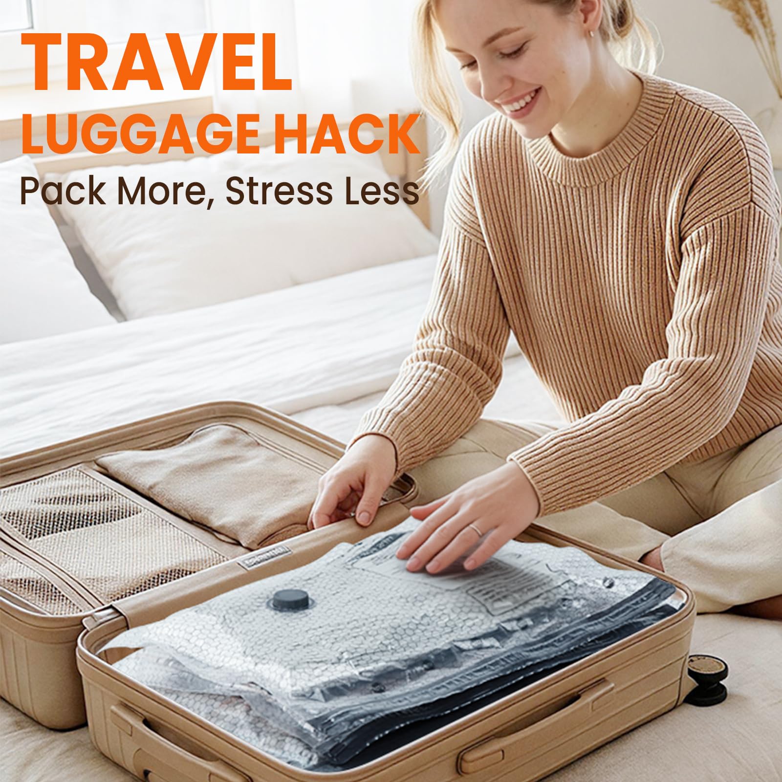 Bolsas de almacenamiento al vacío para viajes, paquete de 15 bolsas de sellado al vacío para ropa con bomba eléctrica inalámbrica, bolsas de ahorro de espacio para equipaje, ropa, ideal para el hogar