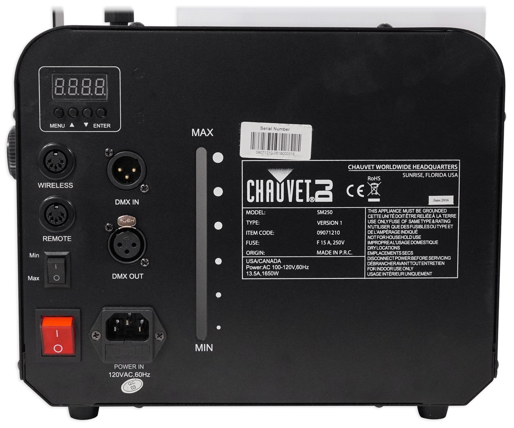 Chauvet DJ SM 250 DMX Snow Machine w/ Wired timer Remote SM250+Gallon of Fluid