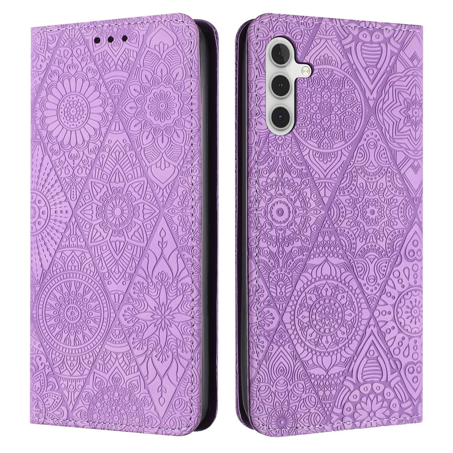 Étui compatible avec Samsung Galaxy S10 4G (couleur : violet) Étui portefeuille en cuir à rabat magnétique avec motif solide