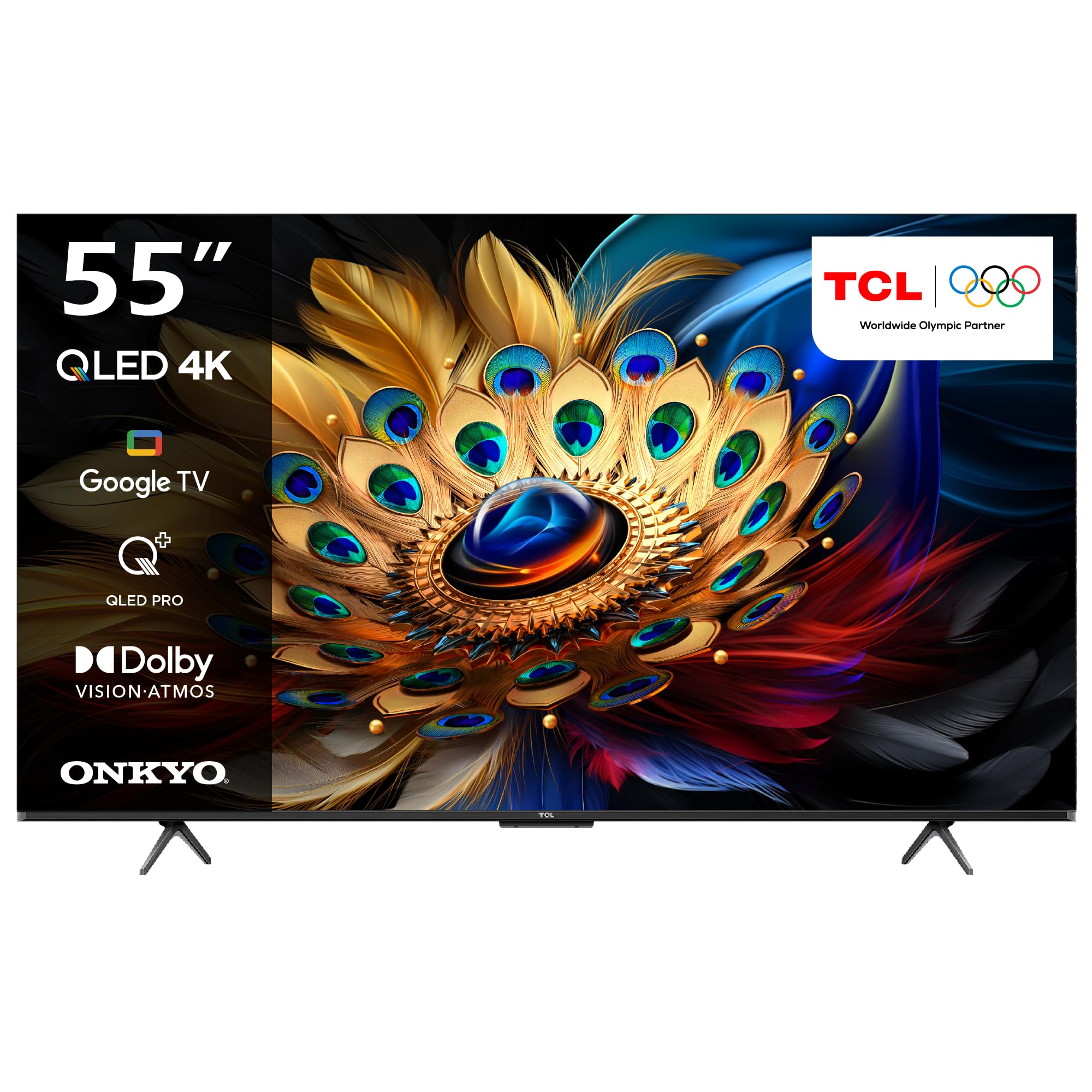 TCL 55 Inch 4K QLED Pro Smart Google TV, HDR 10+, Dolby Vision Atmos, 120Hz VRR+120Hz DLG, ONKYO 2.1ch, Slim & Uni-body Design – 55C655 (2024 Model)