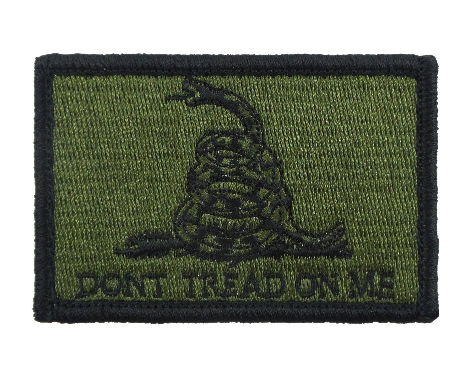 Dont Tread on Me Gadsden Flag Tactical Hook and Loop Fully Embroidered Morale Tags Patch (Green and Black)