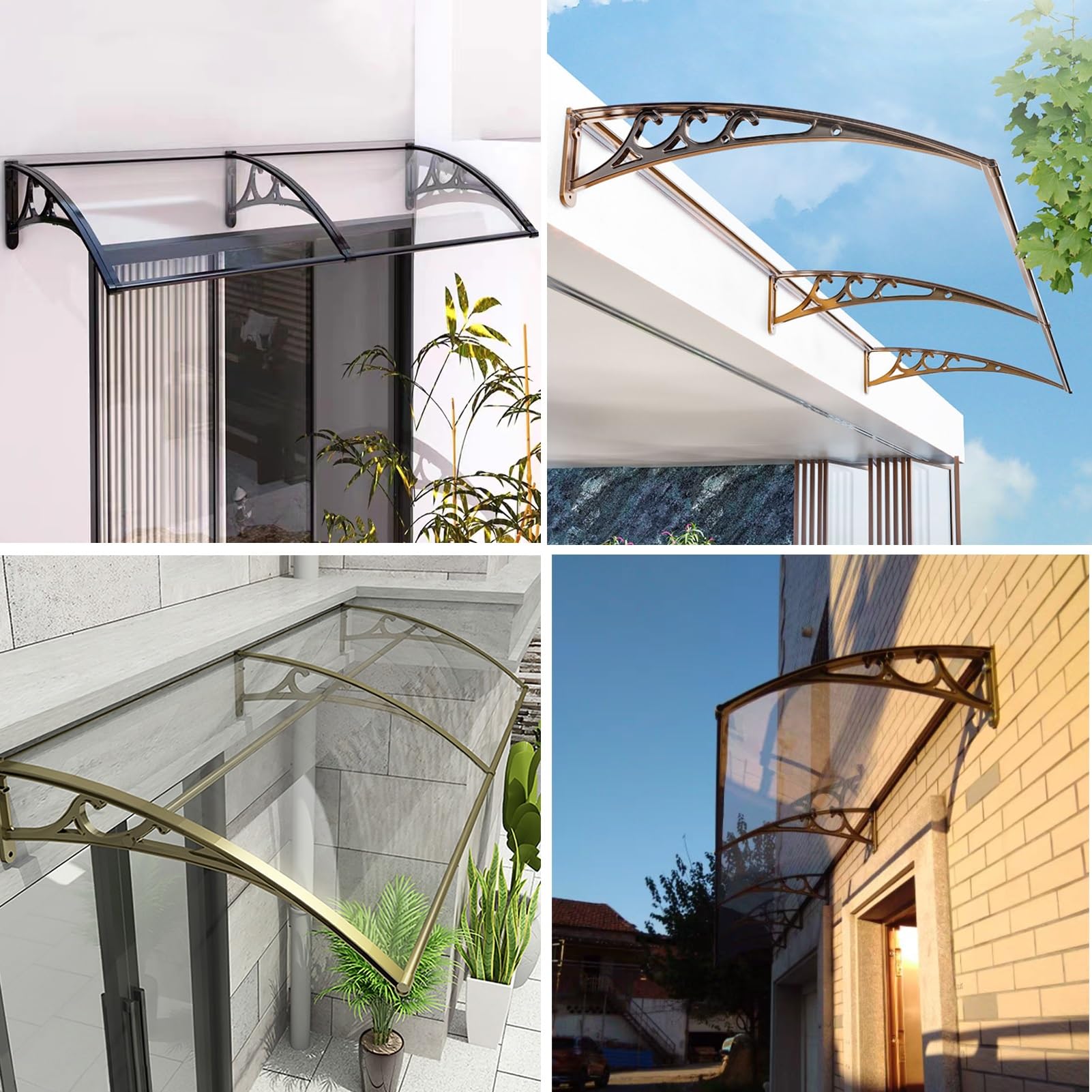 Marquesina Puerta Exterior, Tejadillo Proteccion Lluvia, Techo Ventanas Entrada Toldo de Aluminio, Marquesina Arqueada de Policarbonato, Protección contra La Lluvia Y La Nieve UV (Color :