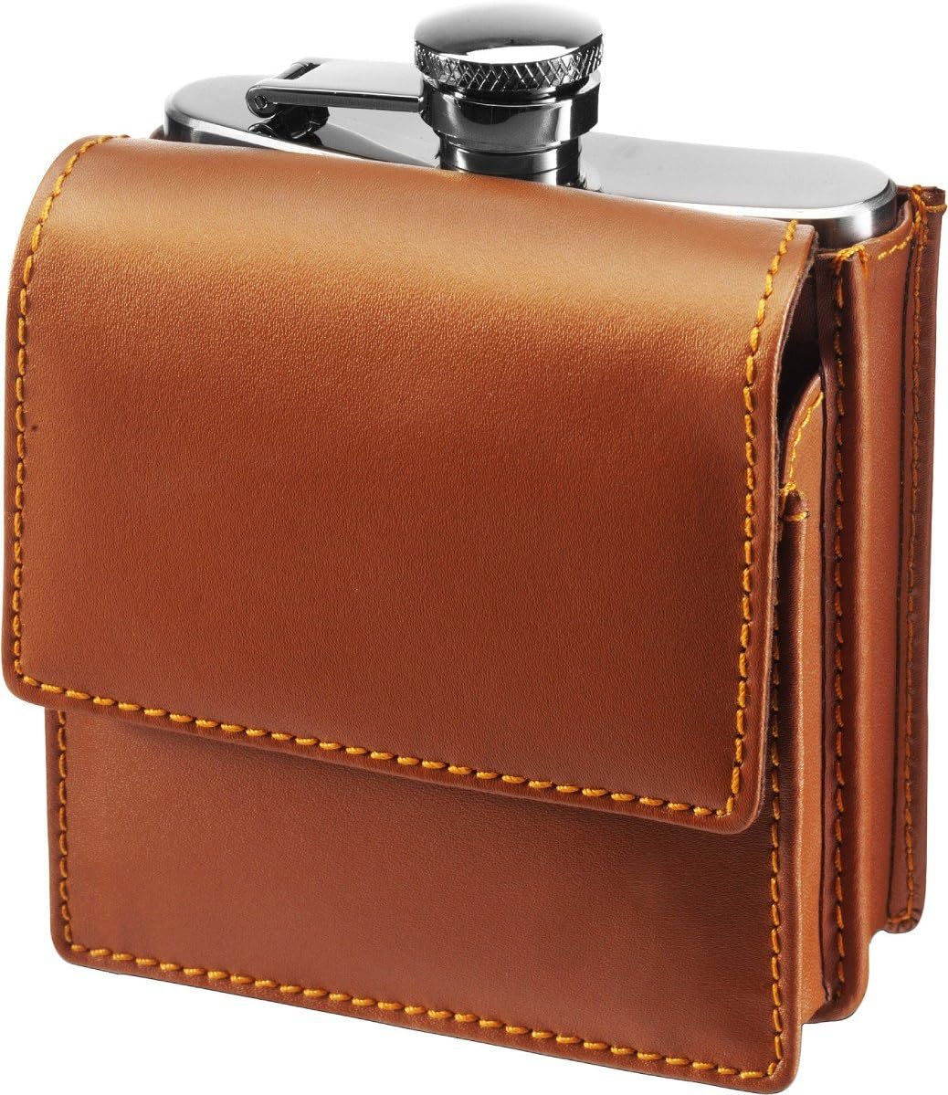 Original Hip Flask 0.18 Litres with Bonded Leather Case with Belt Loop by noTrash2003
