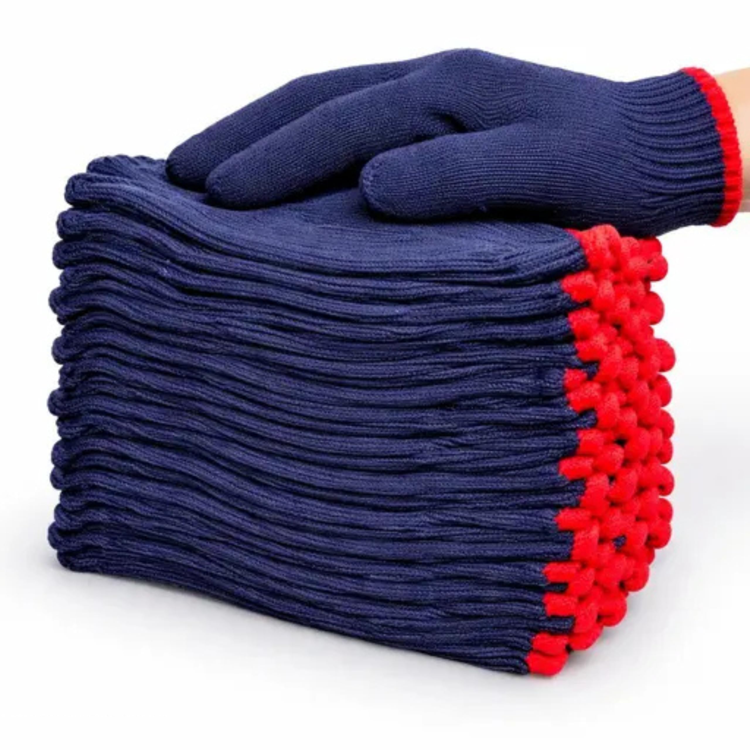 Knitted Cotton Plain Winter/Normal Use Hand Gloves Reusable Washable Knitted Cotton Hand Gloves Unisex For Industrial And Work Purpose Safety (BLUE, PACK OF 5 PAIR)-image-11