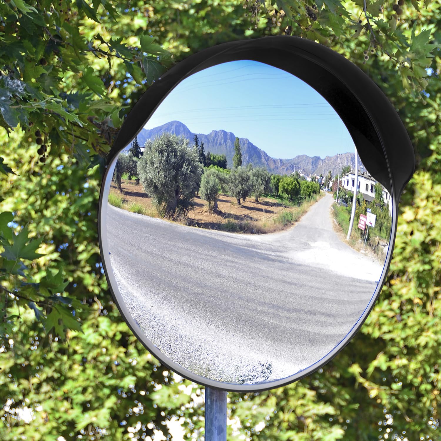 QWORK® Miroir Routier 40 cm, Miroir Convexe de Circulation, Miroir de Circulation pour Sorties, Miroir Convexe Grand Angle Réglable, pour Garage, Allée
