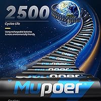 Vista 3 de Pilas recargables AA de litio con cargador, paquete de 8 baterías de 1.5 V 3000 mWh, doble A, recargable, batería AA de iones de litio de larga