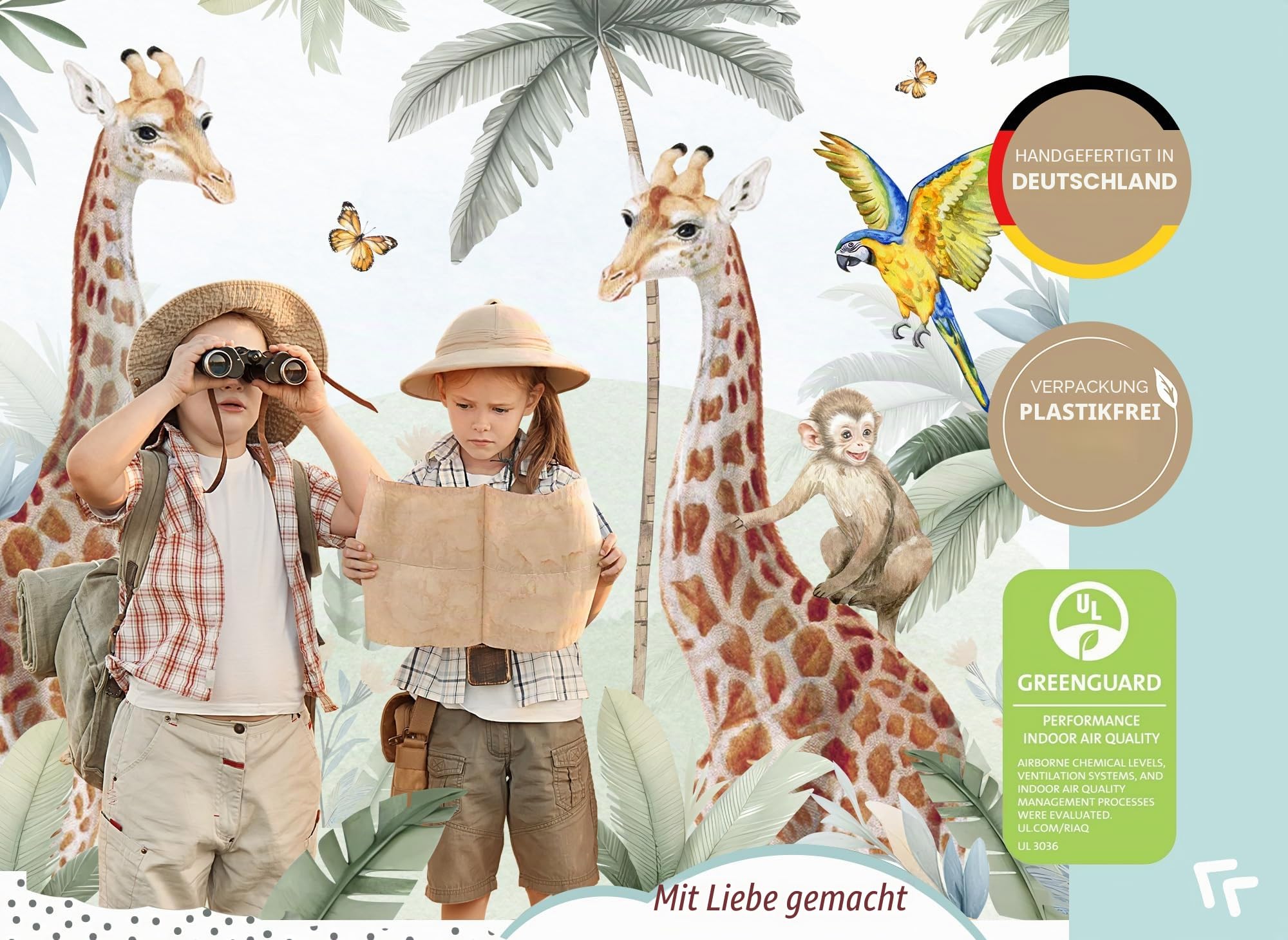 Little Deco Wandtattoo Waldtiere Rehe Eule Igel DL567 XL - 120 cm