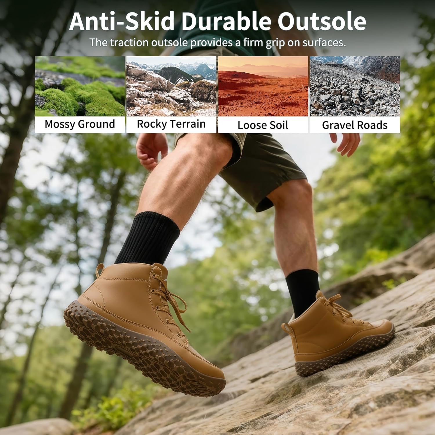 HARENCE Mens Wide Toe Barefoot Boots with Zero Drop Sole for Outdoor Camping Hiking Walking Non-Slip Waterproof - Image 7