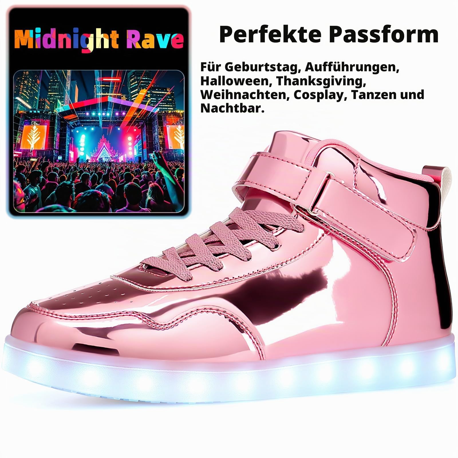 APTESOL Unisex LED Leucht Schuhe High-Top Licht Blinkt Sneaker USB Aufladen Shoes für Damen Herren