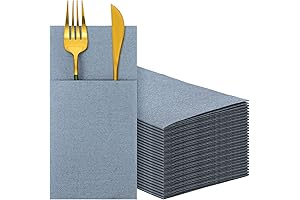 Qilery Linen-Feel Disposable Napkins in Dusty Blue (Set of 75)